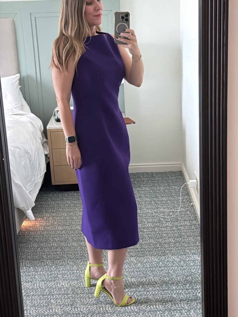 Zara Sleeveless Purple Midi Sheath Dress